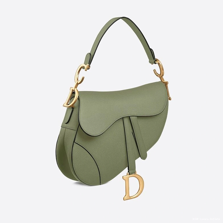 Cheap Grained Saddle Dior Green Calfskin Bag 0724 Luxury